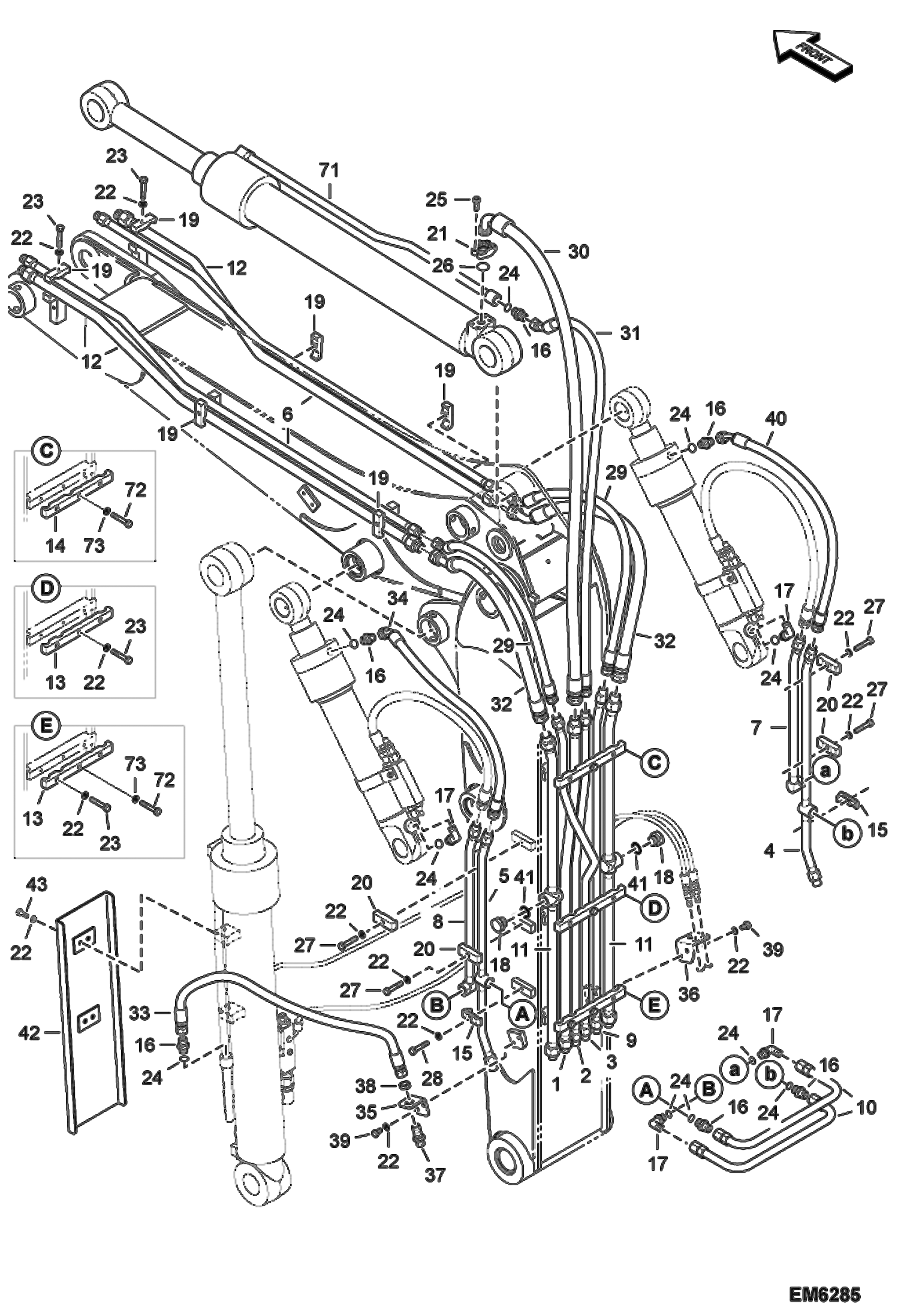 Схема стрелы jcb 3cx