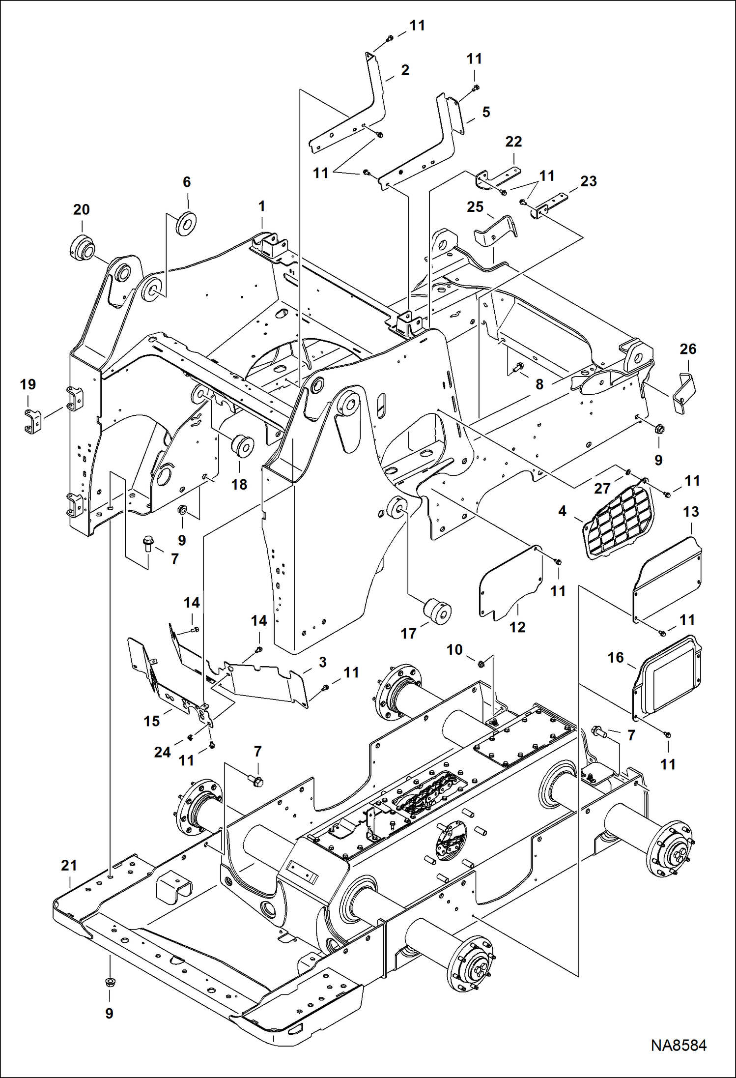 Купить запчасть на Bobcat S630 - РАМА ШАССИ (СЕРИЙНЫЙ НОМЕР AHGL11001 -  AHGL13006 И 13021)